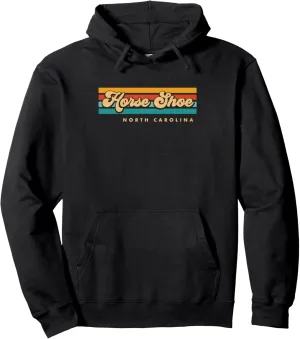 Vintage Sunset Stripes Horse Shoe, North Carolina Pullover Hoodie