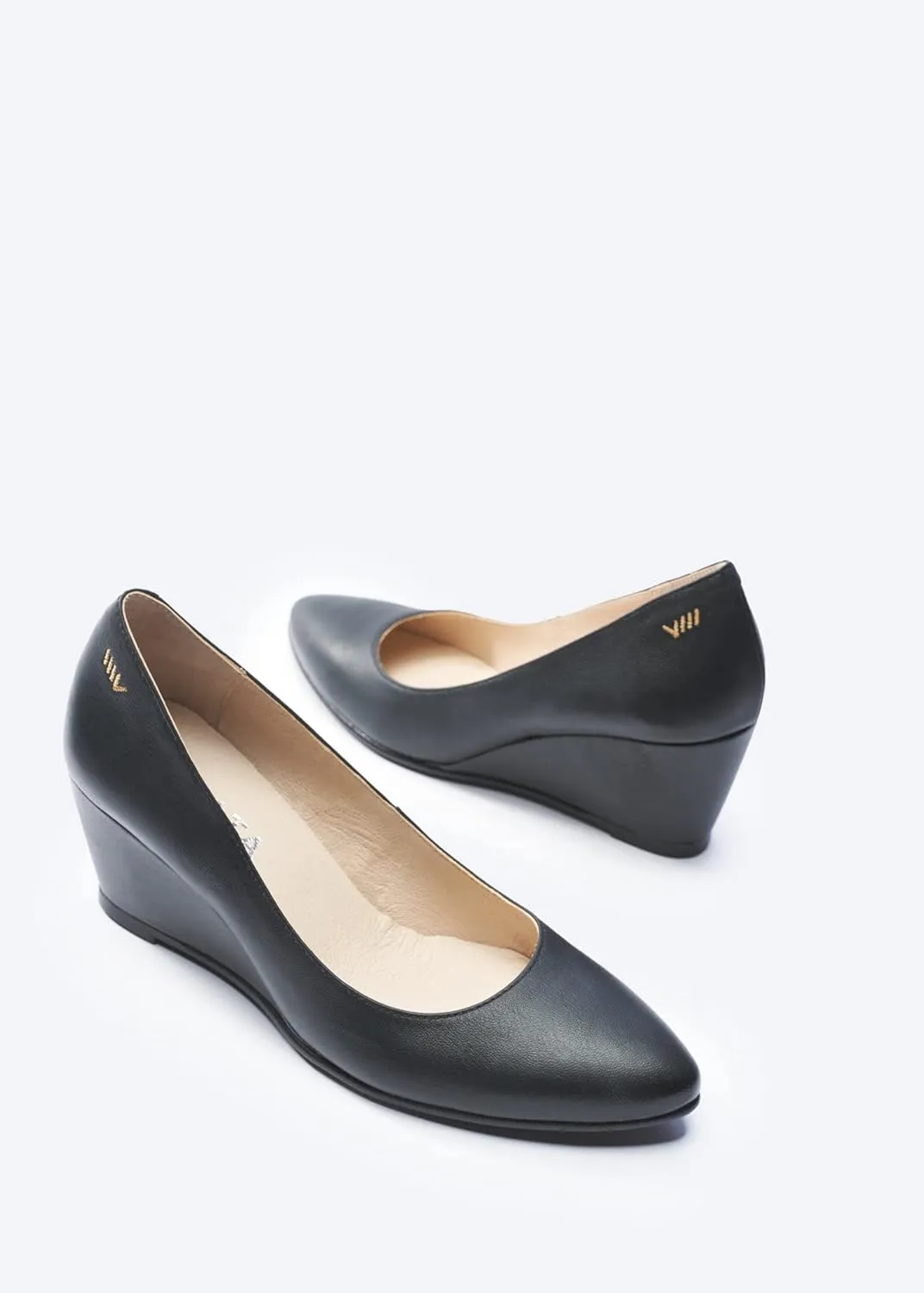 VISCATA Verona Women's Leather Wedge, Spain Handmade Casual Pump Comfortable Shoes with a Sturdy All Natural 2.5” Wedge. Made with Cushioned Leather Insole and Lined with Premium Leather