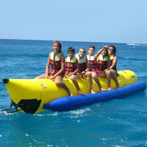 Water Inflatable Banana Boat, Outdoor High-Traction Floating Banana Boat Water Park Amusement Surfing Equipment, Can Tow 2-6 People,3 People