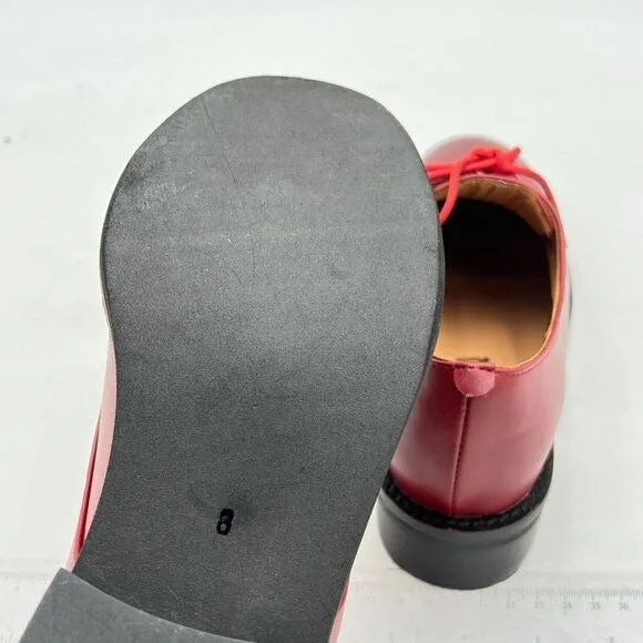 Wine Women Leather Classic Lace Up Oxford Low Heel Round Toe Casual Dress Pump