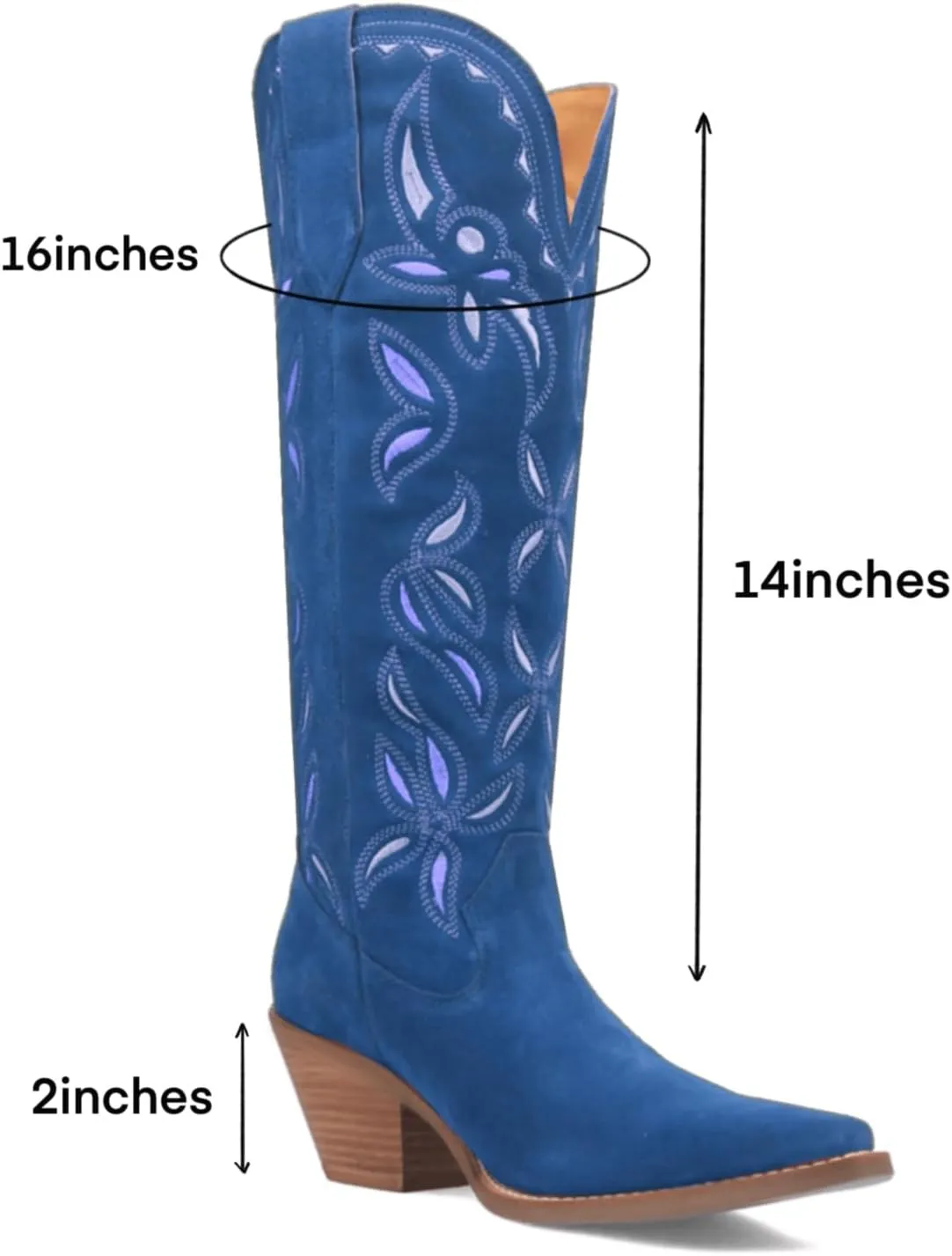 Women Chunky Heel Mid Calf Cowboy Boots Embroidered Stacked Block Heel Pointed Toe Western Calf Boots Pull On Wide Calf Dress Cowgirl Boots Calf High Retro Vintage Comfy 4-11 M US