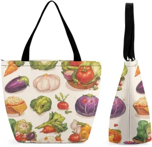 Women's Handbags Fresh Vegetablles Patterns Shopping Bag Leather Tote Bag Satchel Bags