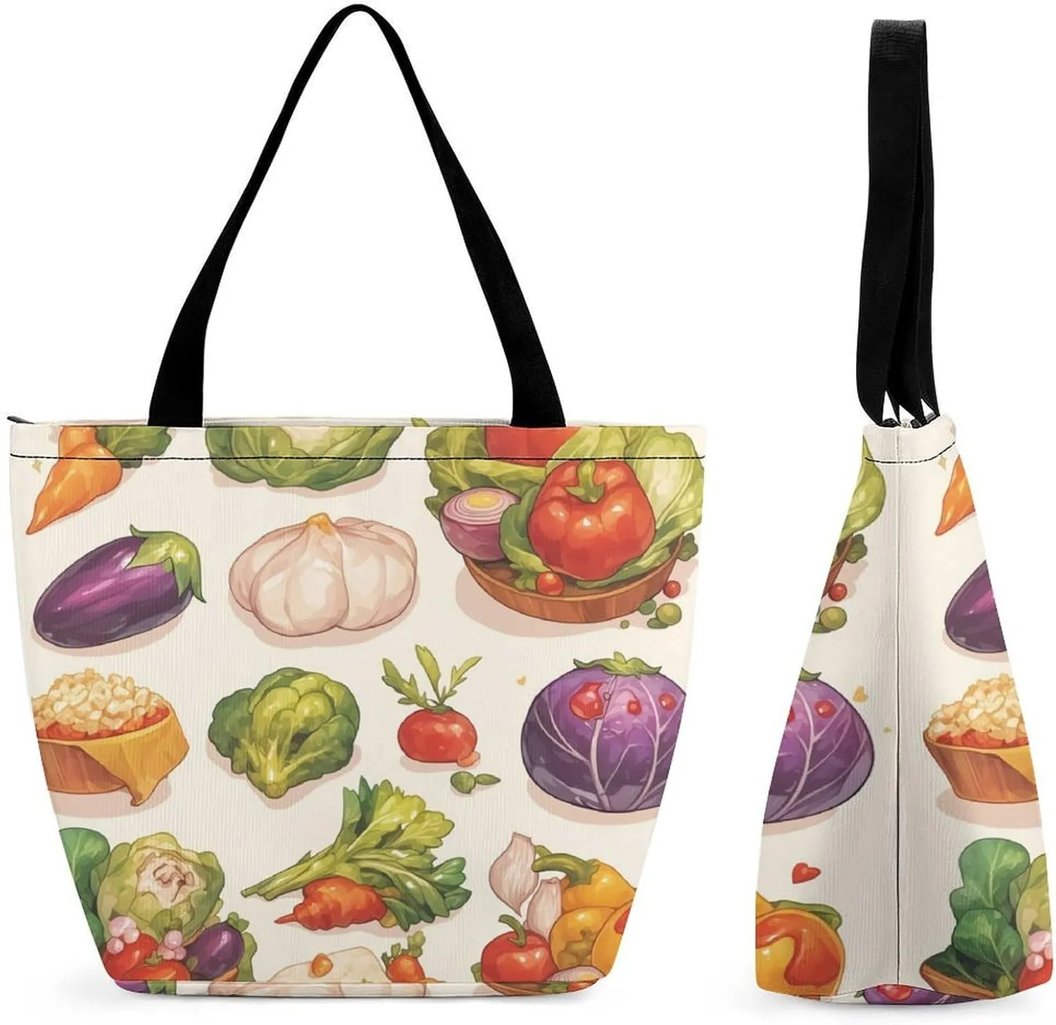 Women's Handbags Fresh Vegetablles Patterns Shopping Bag Leather Tote Bag Satchel Bags