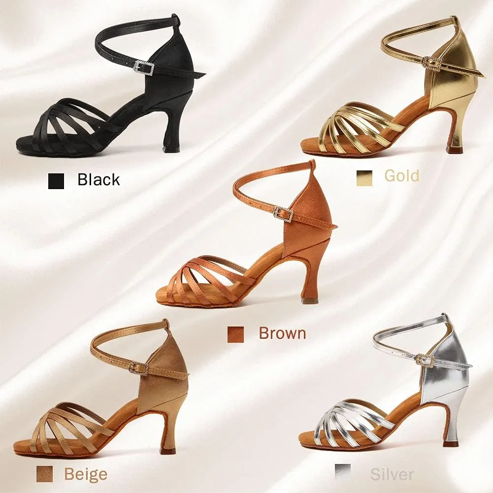 Women's Latin Salsa Dance Shoes Ballroom Performance Professional Practice Dancing Shoes,Model 802QB