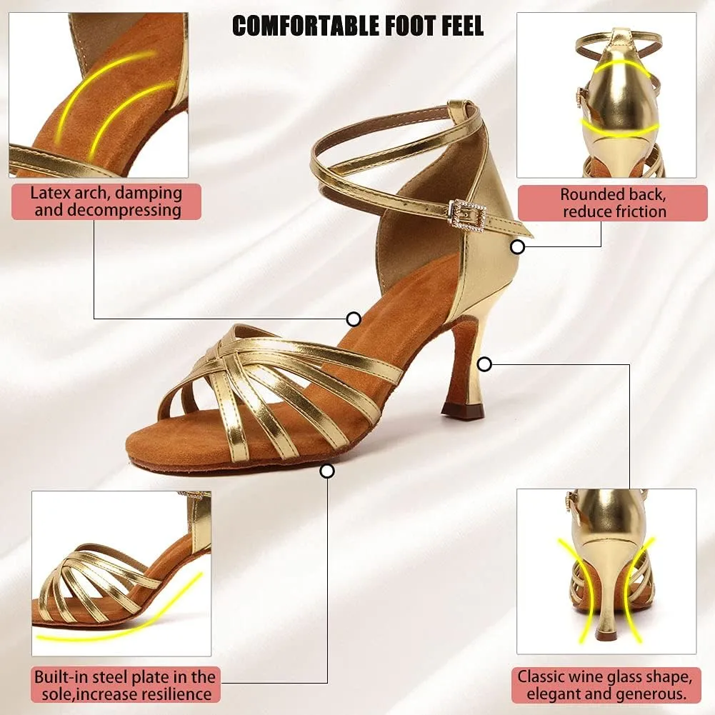 Women's Latin Salsa Dance Shoes Ballroom Performance Professional Practice Dancing Shoes,Model 802QB