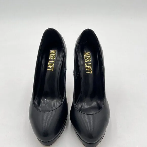 Women's Low Platform High Chunky Heeled Slip On Closed Round Toe Pump Elegant