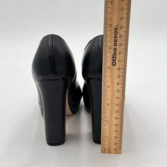Women's Low Platform High Chunky Heeled Slip On Closed Round Toe Pump Elegant