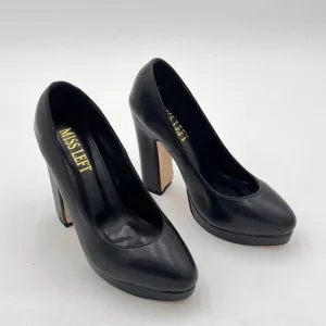 Women's Low Platform High Chunky Heeled Slip On Closed Round Toe Pump Elegant