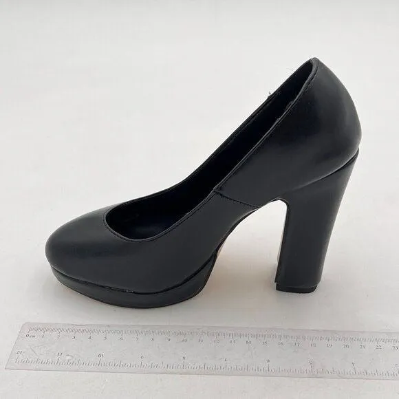 Women's Low Platform High Chunky Heeled Slip On Closed Round Toe Pump Elegant