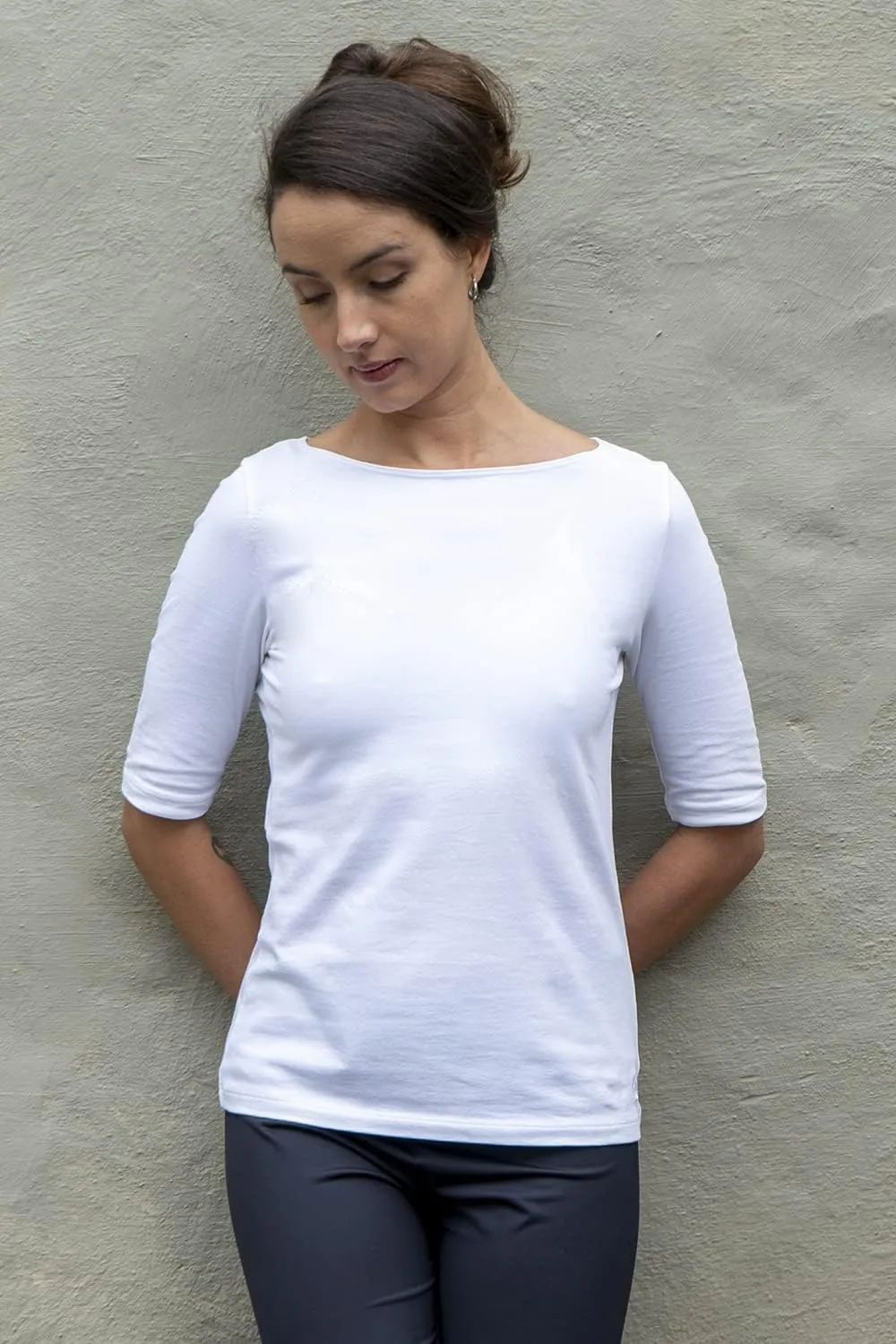 Women's Organic Pima Cotton Half Sleeve Boat Neck Top