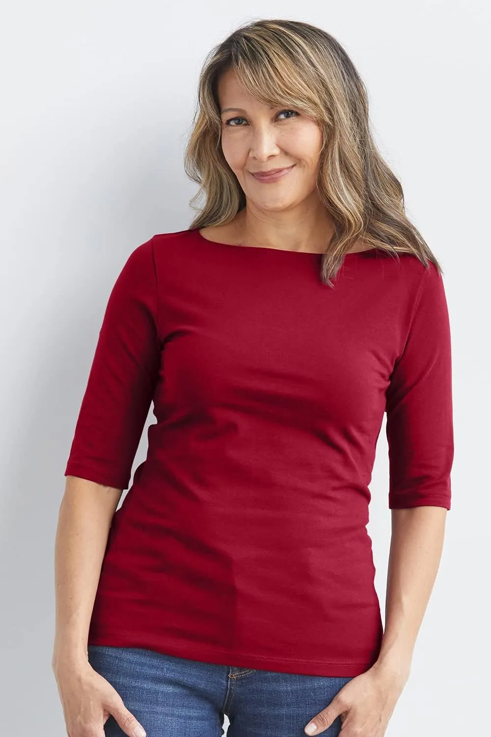 Women's Organic Pima Cotton Half Sleeve Boat Neck Top