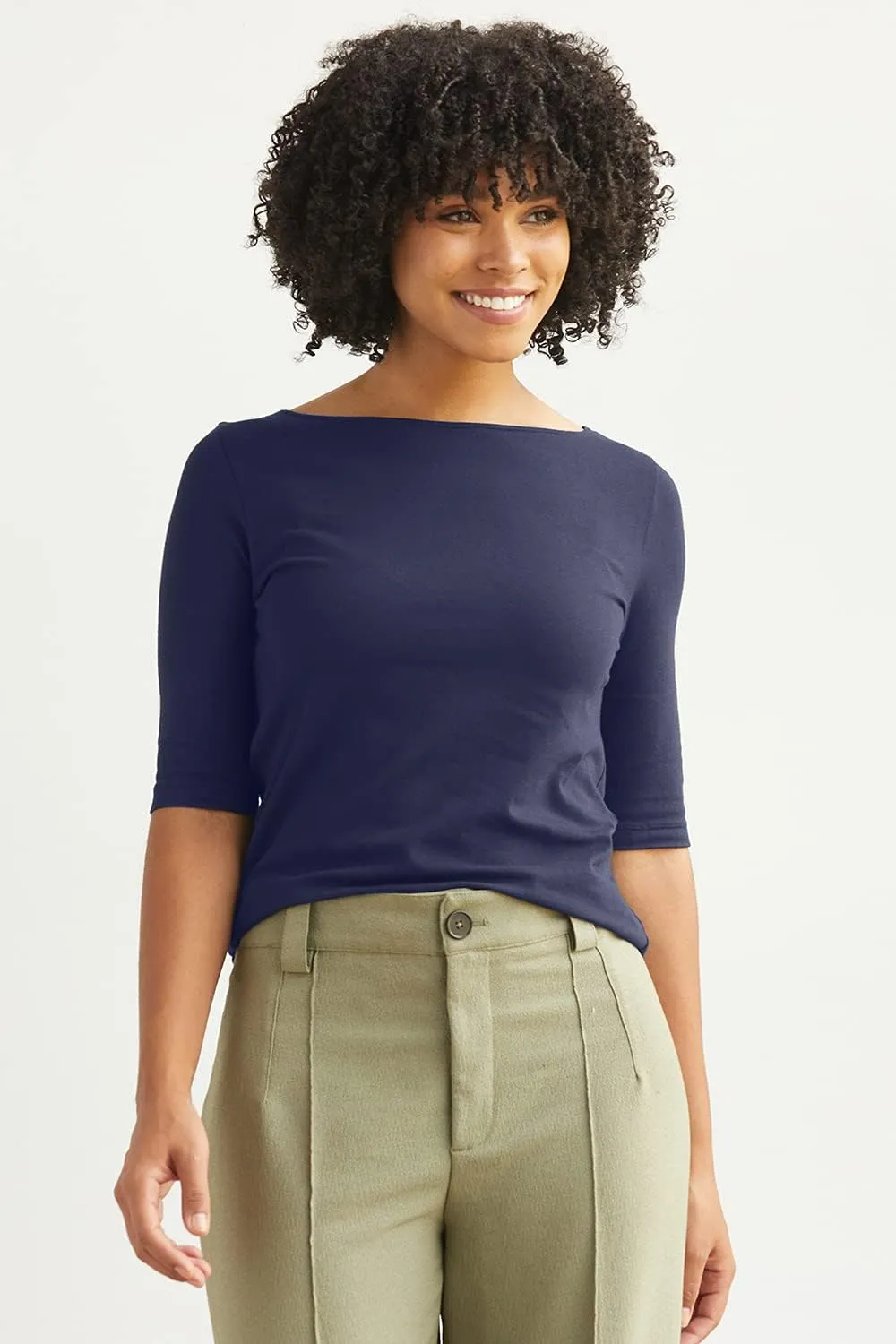 Women's Organic Pima Cotton Half Sleeve Boat Neck Top
