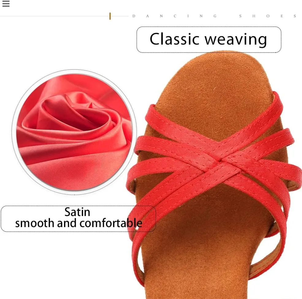Women's Professional Latin Dance Shoes Open Toe Ballroom Salsa Practice Dance Performance Shoes