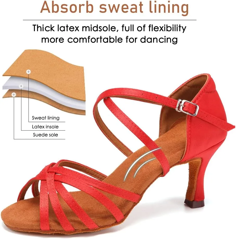 Women's Professional Latin Dance Shoes Open Toe Ballroom Salsa Practice Dance Performance Shoes