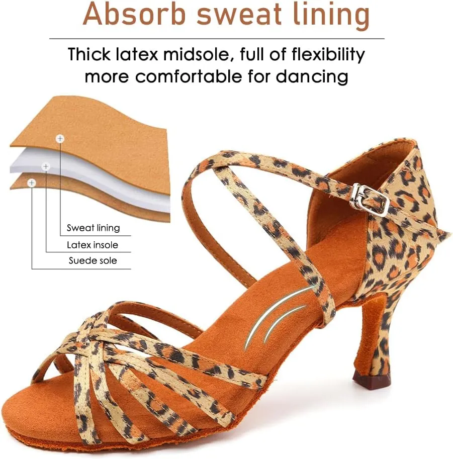 Women's Professional Latin Dance Shoes Open Toe Ballroom Salsa Practice Dance Performance Shoes