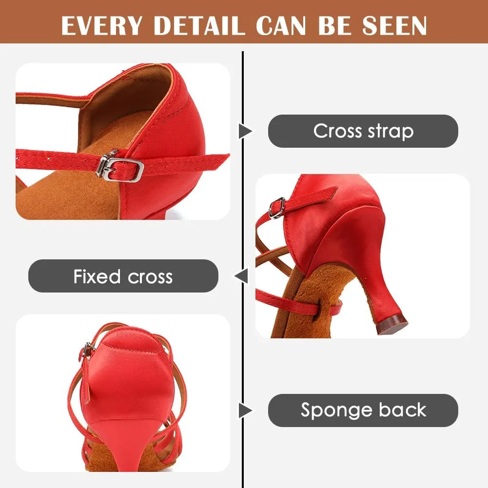 Women's Professional Latin Dance Shoes Open Toe Ballroom Salsa Practice Dance Performance Shoes