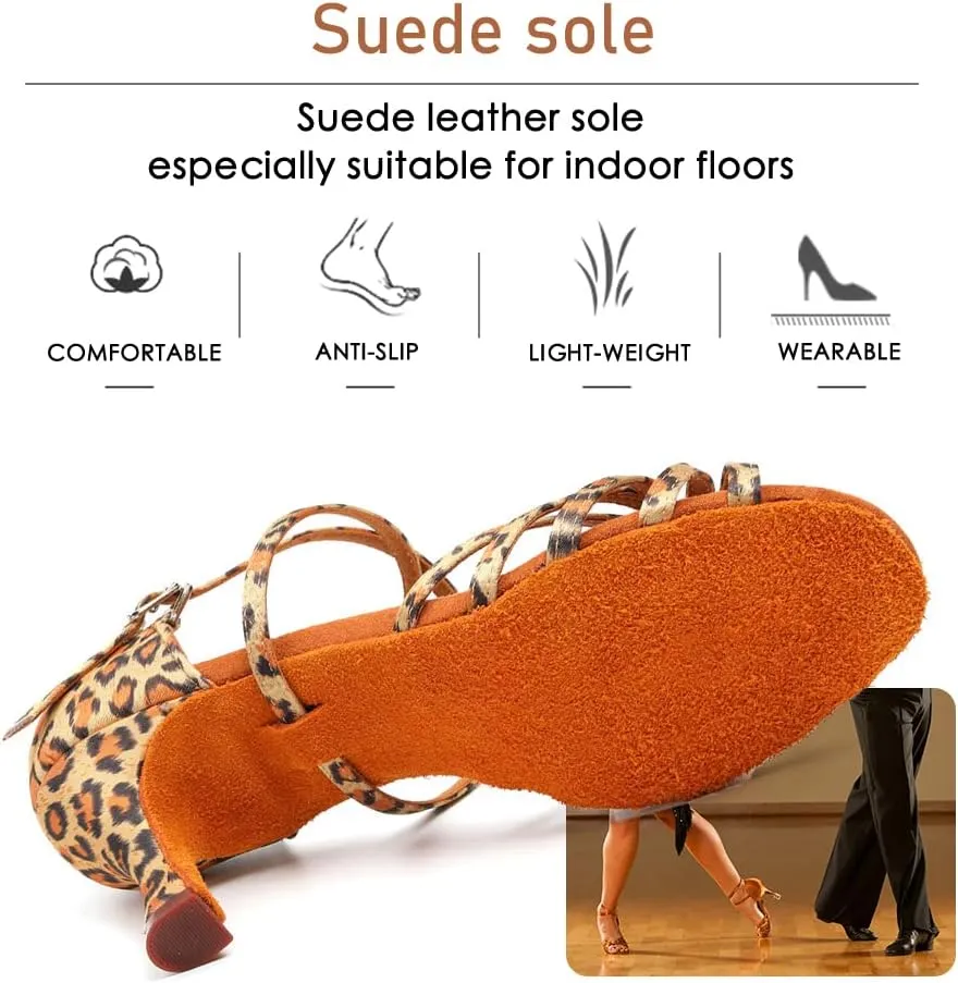 Women's Professional Latin Dance Shoes Open Toe Ballroom Salsa Practice Dance Performance Shoes