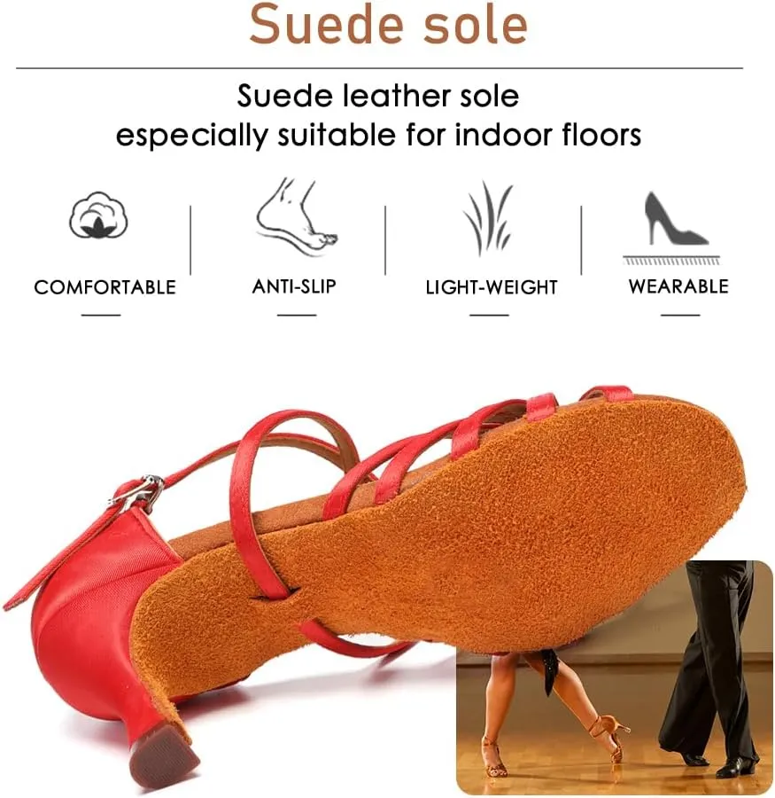 Women's Professional Latin Dance Shoes Open Toe Ballroom Salsa Practice Dance Performance Shoes