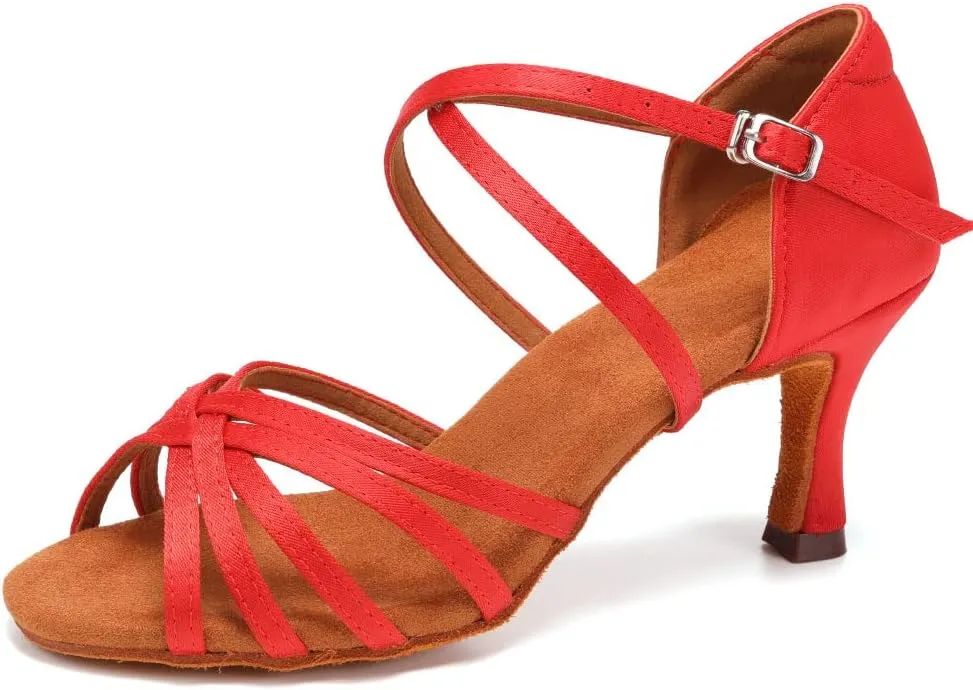 Women's Professional Latin Dance Shoes Open Toe Ballroom Salsa Practice Dance Performance Shoes