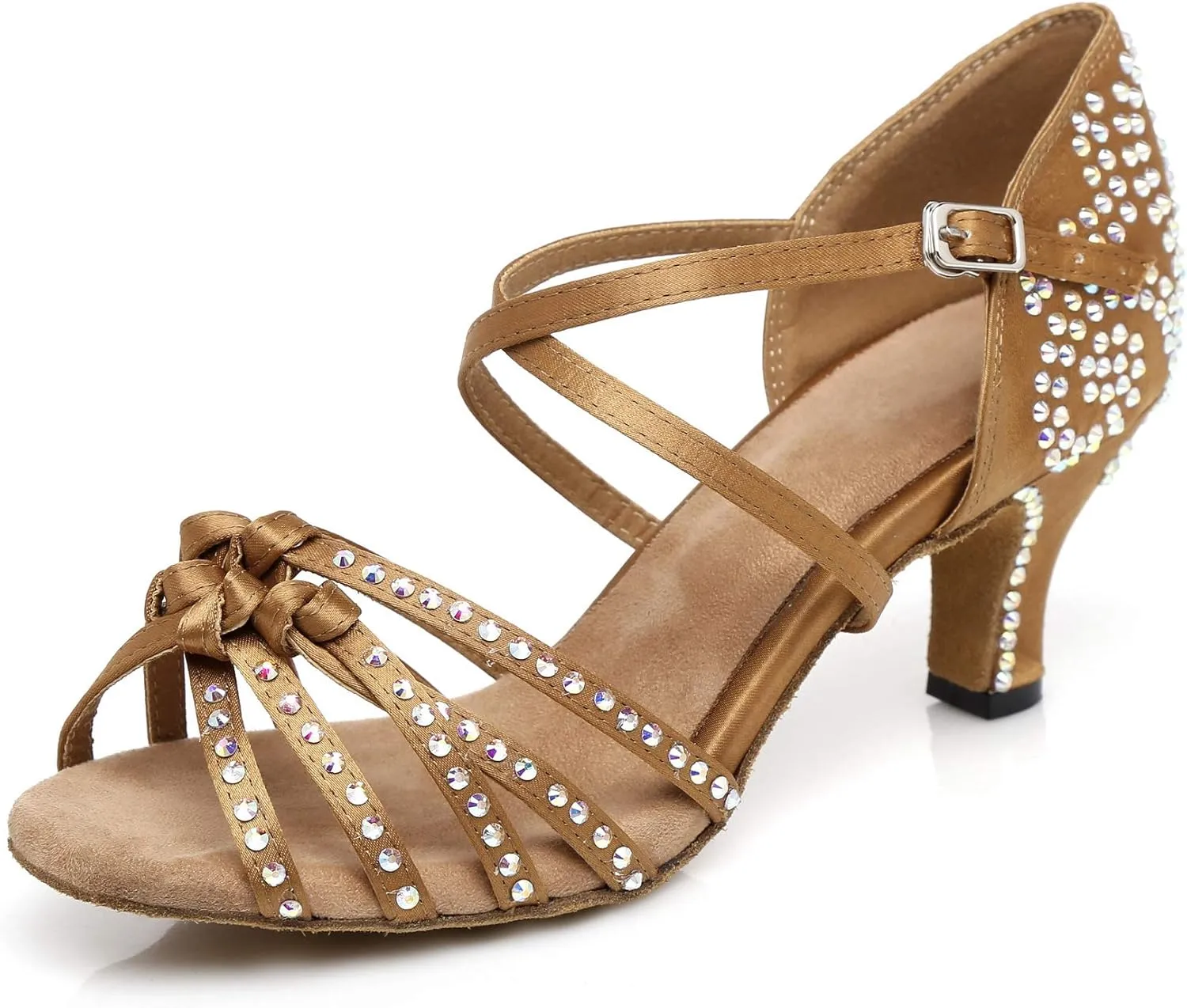 Women's Rhinestone Ballroom Dance Shoes Latin Salsa Performance Wedding Party 1920s Dance Shoes