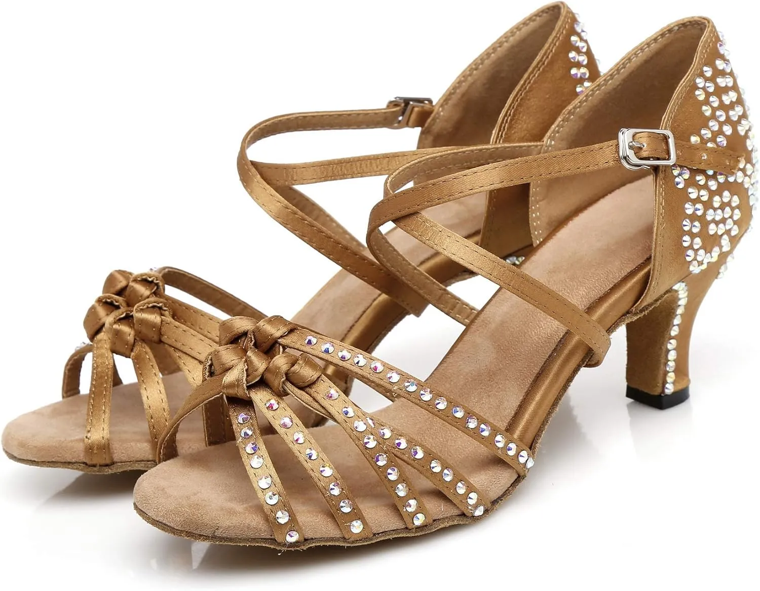 Women's Rhinestone Ballroom Dance Shoes Latin Salsa Performance Wedding Party 1920s Dance Shoes