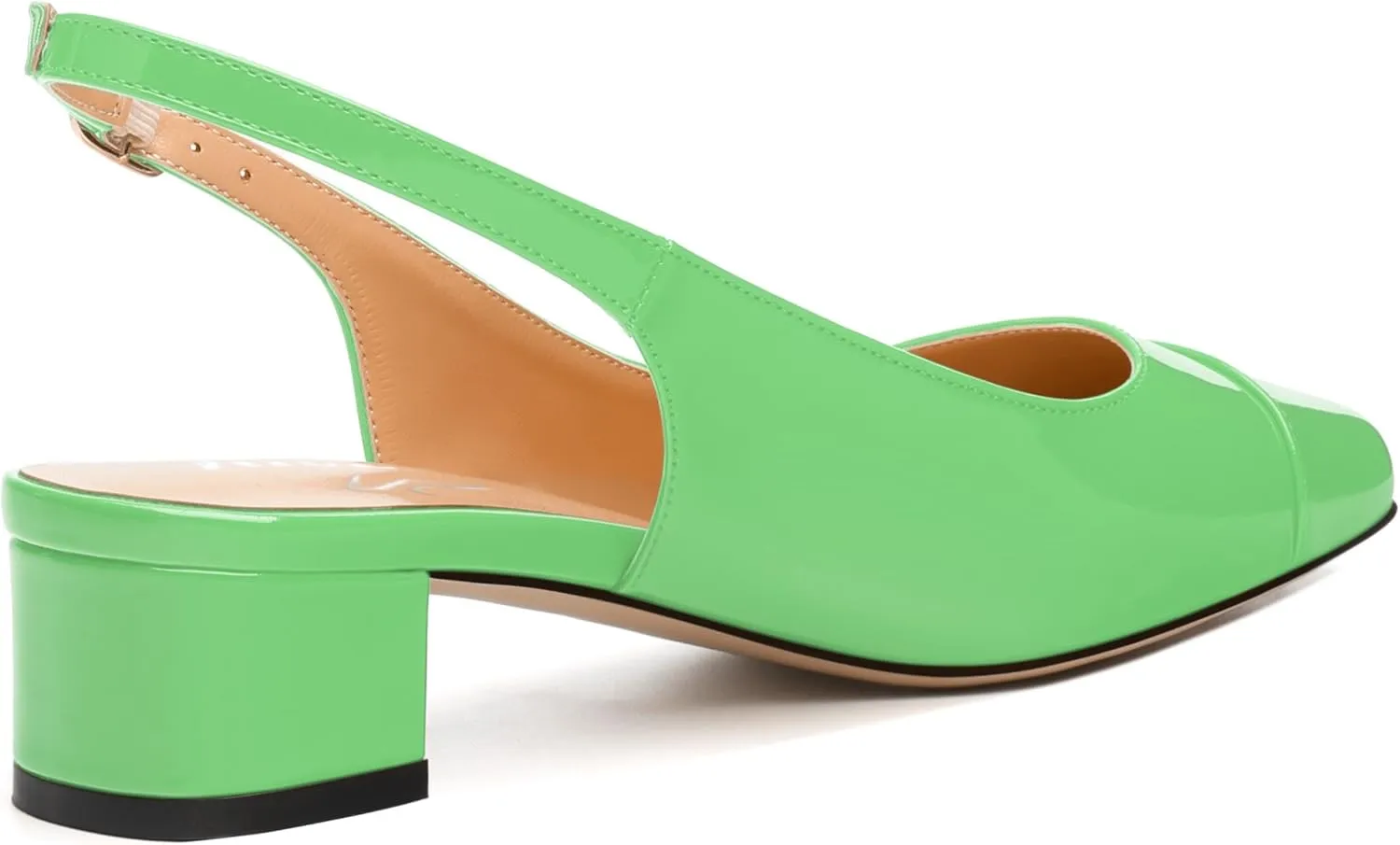 Women's Slingback Pumps, Low Chunky Heels Square Toe Pumps for Women, Block Heels Dress Shoes Closed Toe Comfortable Wedding Work Pump Sandals