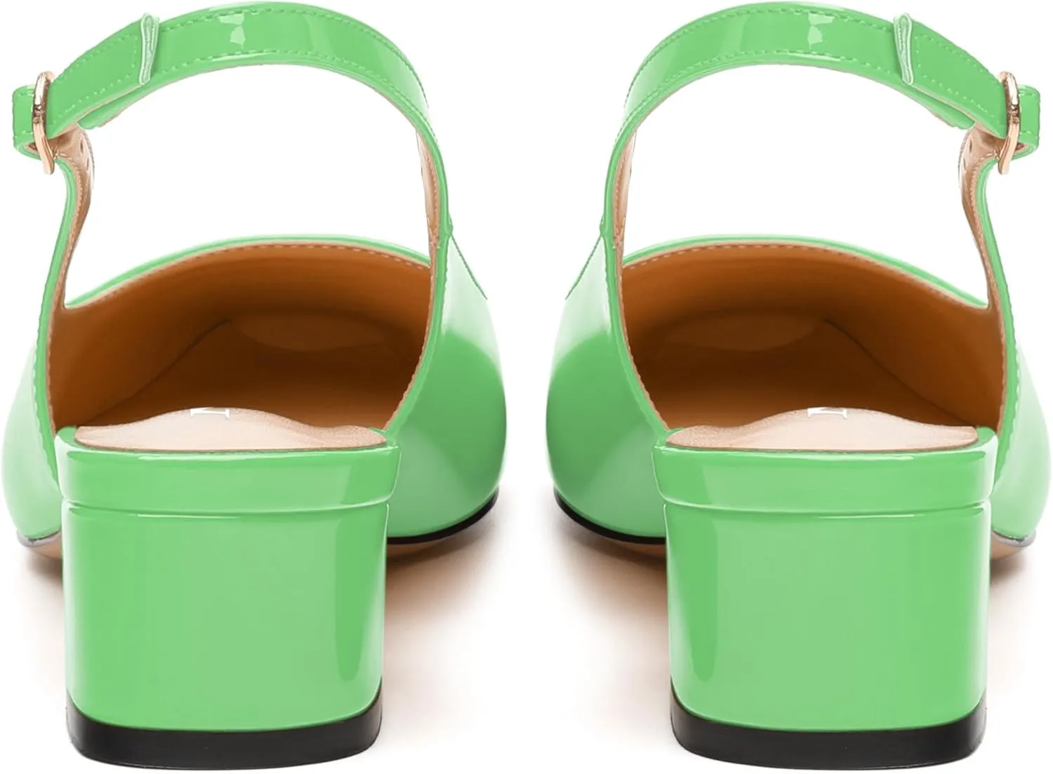 Women's Slingback Pumps, Low Chunky Heels Square Toe Pumps for Women, Block Heels Dress Shoes Closed Toe Comfortable Wedding Work Pump Sandals