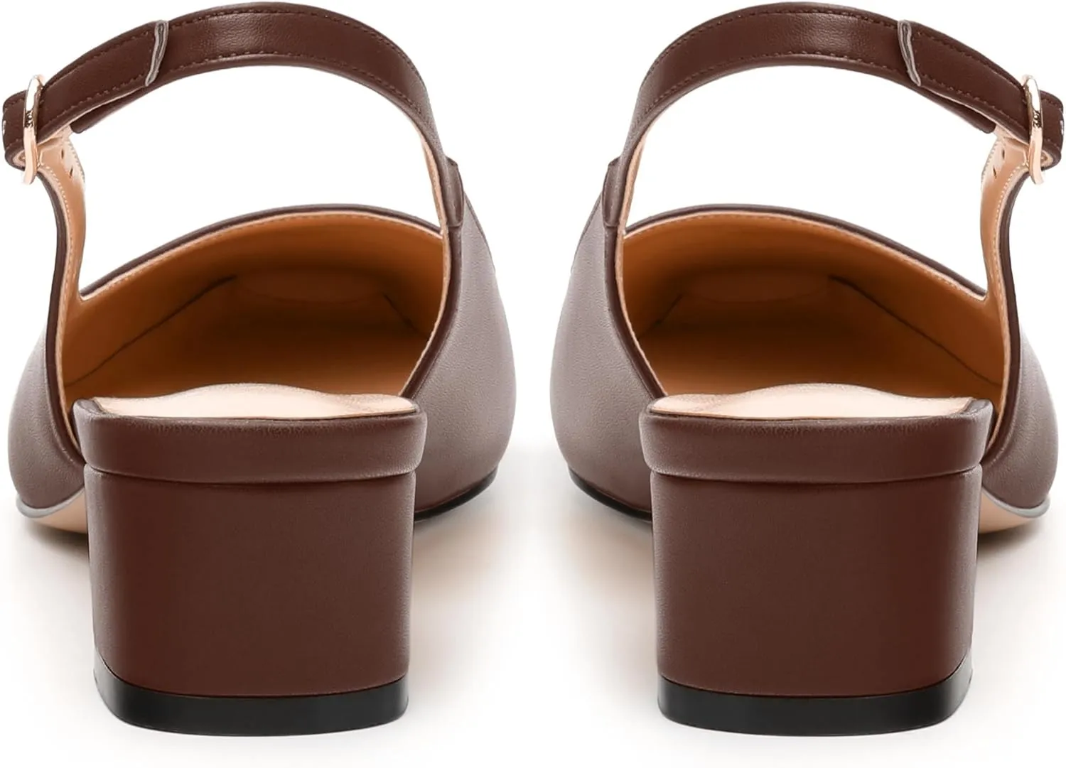 Womens Sqaure Toe Block Heel Slingback Pumps