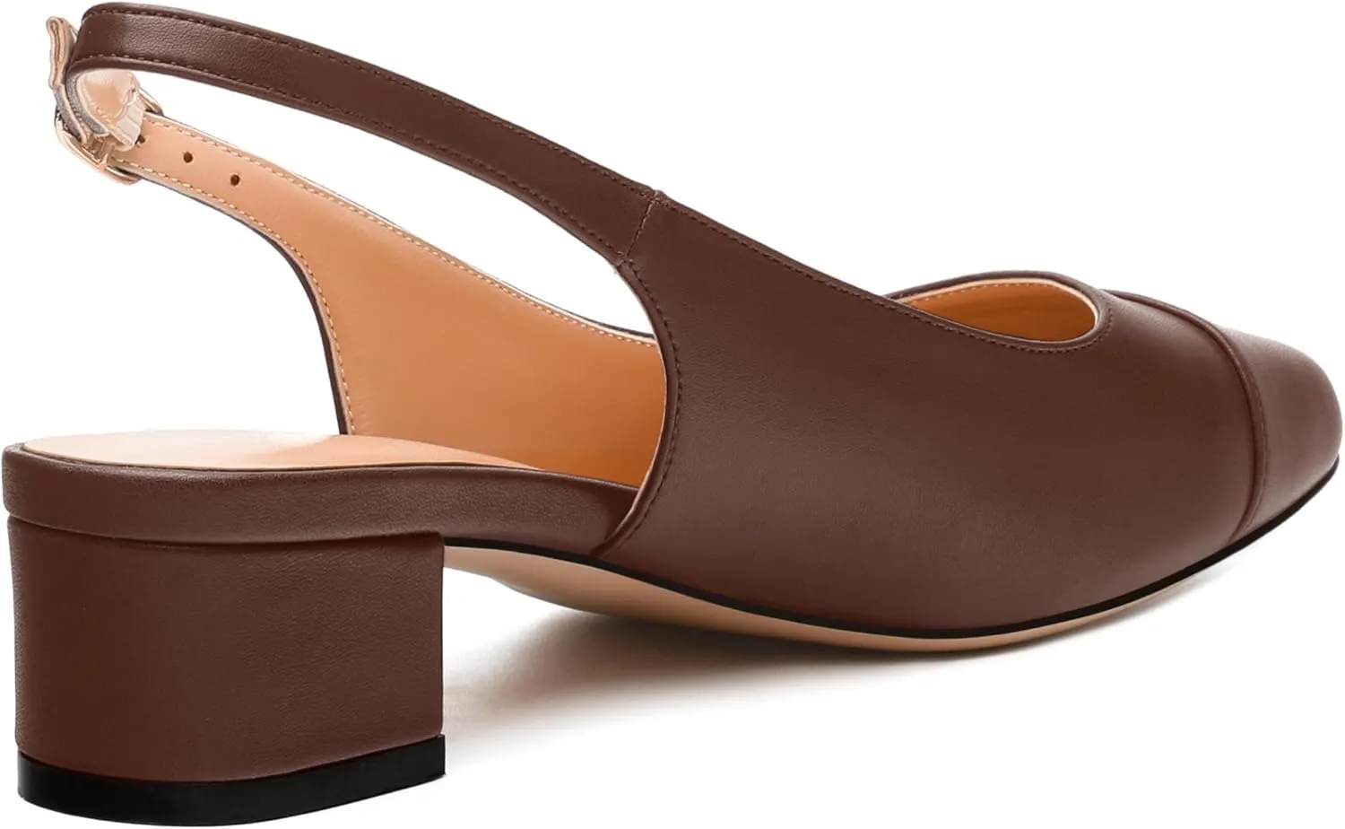 Womens Sqaure Toe Block Heel Slingback Pumps