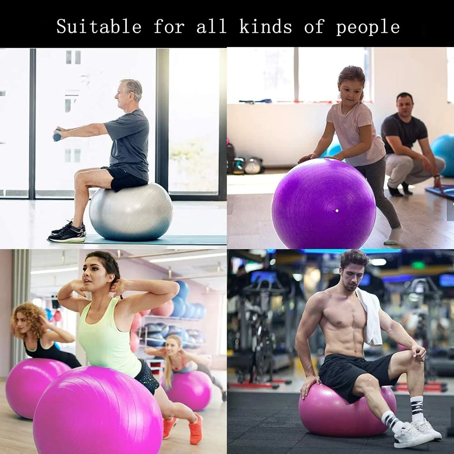 Workout Ball, Exercise Ball Chair Portable, Yoga Balls Anti Burst Pilates Ball, for Birthing Pilates, Yoga Stability Balance, Home Gym Office Chair - Quick Pump Included
