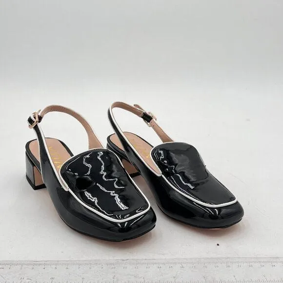 YDN Women Closed Square Toe Block Low Heels Slingback Formal Loafer Dressy Shoes