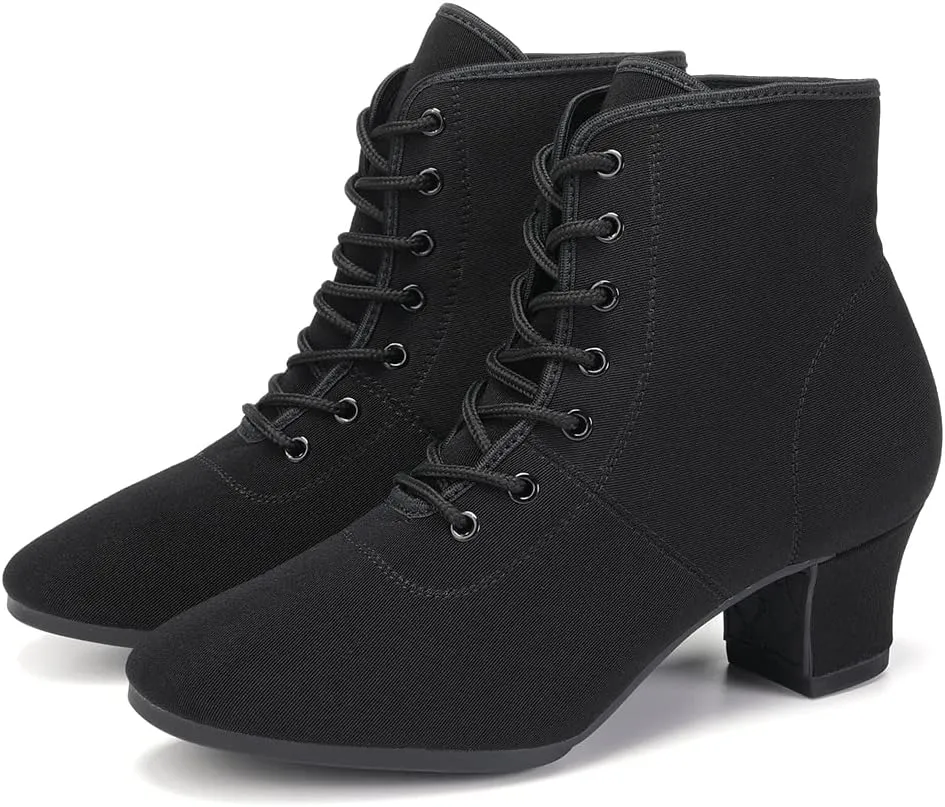 YKXLM Women's Latin Dance Shoes Closed-Toe Lace up Modern Ballroom Performence Salsa Practice Party Dancing Shoes,Model GBNJB